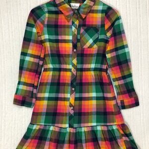 Rare Edition Girls Rainbow Plaid Tiered Shirt Dress Size 14 F483680